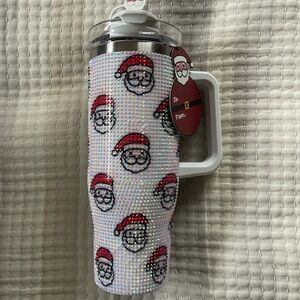New Santa Claus Rhinestone 40oz Tumbler with Handle